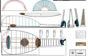 Technical Drawing: Lute, ca. 1600 by Tieffenbrucker with modifications by Thomas Edlinger, Prague 1724, two printed labels (Tieffenbrucker and Edlinger, 1724)